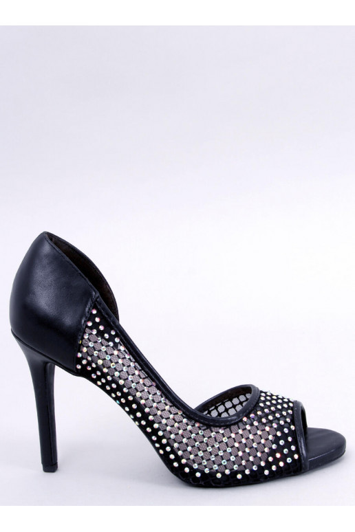 Kõrge kontsaga open toe GLASS BLACK