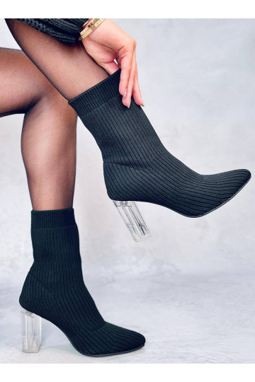 Stiilsed läbipaistva kontsaga saapad DESTANI BLACK