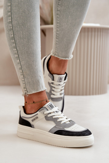 Pealiste madalad Sneakers tüüpi jalanõud eko-nahast Big Star OO274028 Valget-Halli värvi