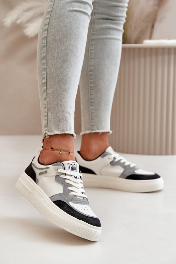 Pealiste madalad Sneakers tüüpi jalanõud eko-nahast Big Star OO274028 Valget-Halli värvi 2