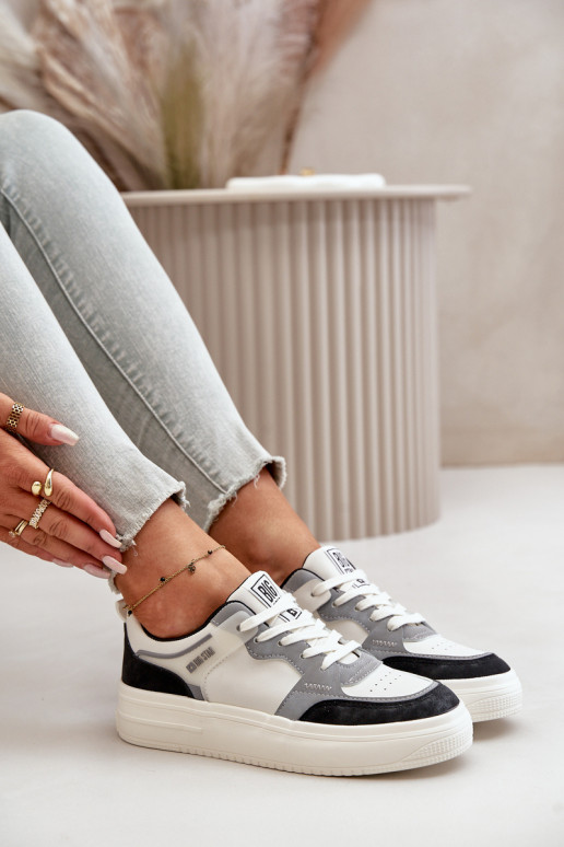 Pealiste madalad Sneakers tüüpi jalanõud eko-nahast Big Star OO274028 Valget-Halli värvi