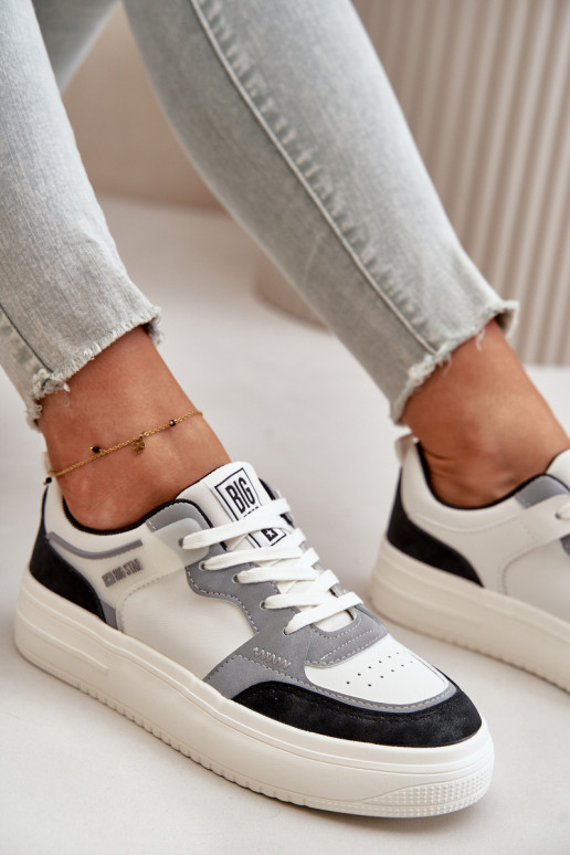 Pealiste madalad Sneakers tüüpi jalanõud eko-nahast Big Star OO274028 Valget-Halli värvi