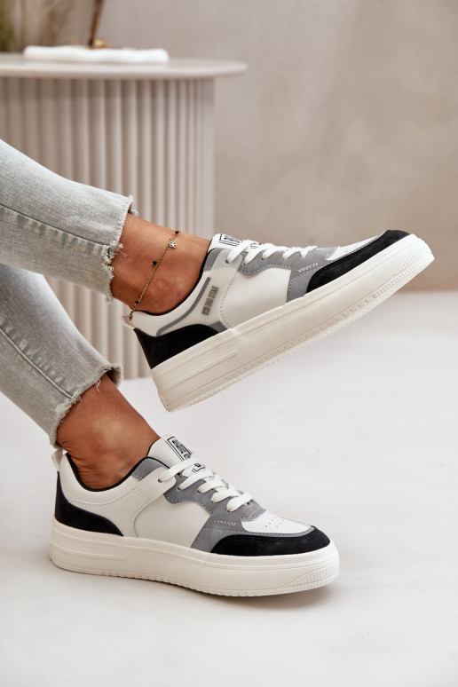 Pealiste madalad Sneakers tüüpi jalanõud eko-nahast Big Star OO274028 Valget-Halli värvi