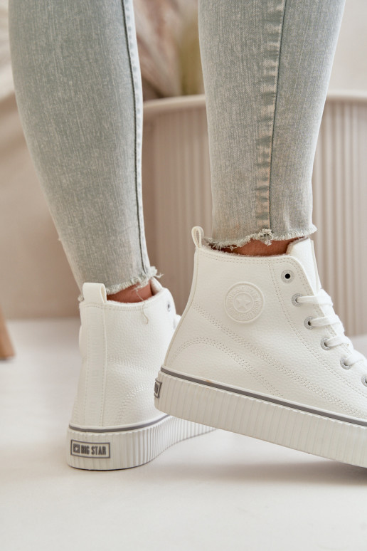 Pealiste omad voodriga vabaaja jalanõud eko-nahast Big Star OO274788 valget värvi Pealiste omad voodriga vabaaja jalanõud eko-nahast Big Star OO274788 valget värvi