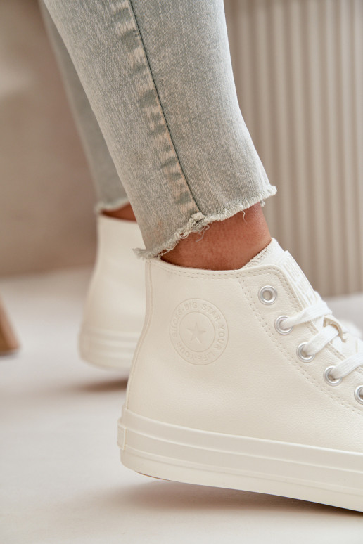 naiste saapad voodriga eko-nahast valget värvi Big Star OO274932