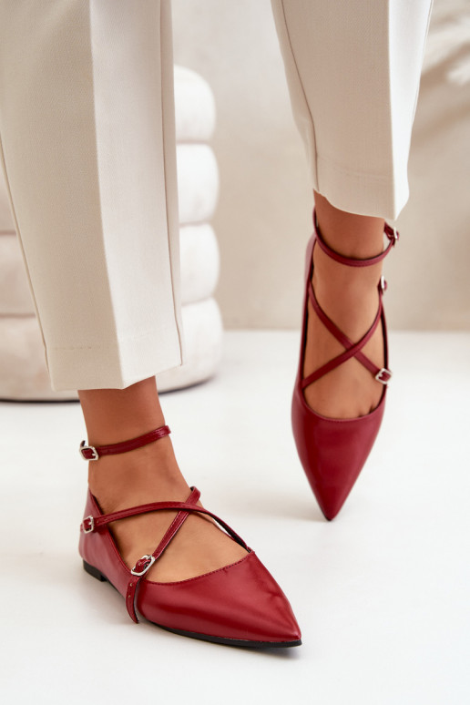 Baleriinad Pealiste omad Z Noskami Terava ninaga jalatsid I Przeplatającymi Się Paskami bordoo-värvi Violra