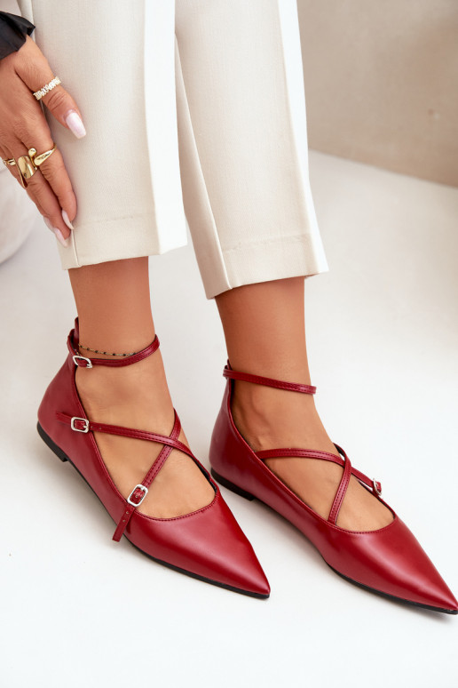 Baleriinad Pealiste omad Z Noskami Terava ninaga jalatsid I Przeplatającymi Się Paskami bordoo-värvi Violra