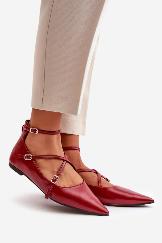 Baleriinad Pealiste omad Z Noskami Terava ninaga jalatsid I Przeplatającymi Się Paskami bordoo-värvi Violra