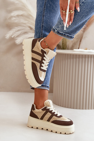 voodriga Sneakers tüüpi jalanõud Pealiste omad platvormiga soojad saapad pruunid värvi Daivlene