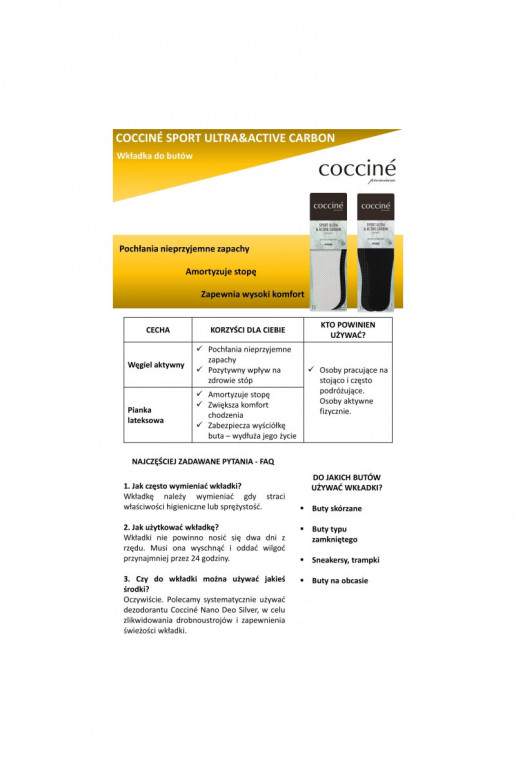 Coccine Aktiivsöega sisetükid Sport Ultra With Active Carbon Coccine Aktiivsöega sisetükid Sport Ultra With Active Carbon