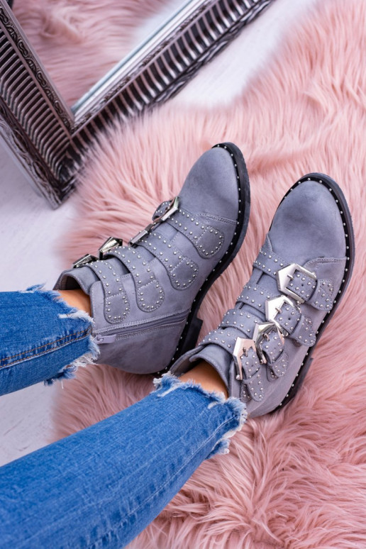 Lu Boo halli värvi Naiste poolsaapad Virginia Rock Star neetidega pannaldega Zamsz Lu Boo halli värvi Naiste poolsaapad Virginia Rock Star neetidega pannaldega Zamsz