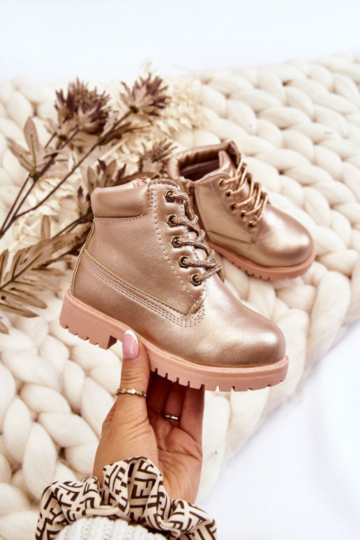 Vaikiški suvarstomi aulinukai pašiltinti rausvo aukso spalvos Dexter