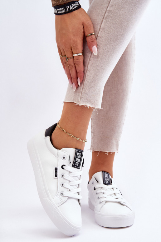 Stiilsed spordijalatsid naturaalsest nahast Big Star EE274312 Valget-mustad Stiilsed spordijalatsid naturaalsest nahast Big Star EE274312 Valget-mustad