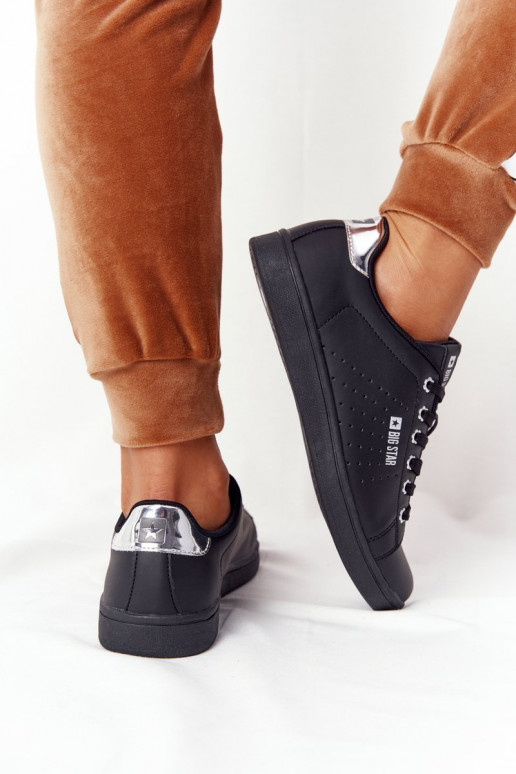 Stiilsed spordijalatsid naturaalsest nahast BIG STAR DD274586 -Hõbedat värvi