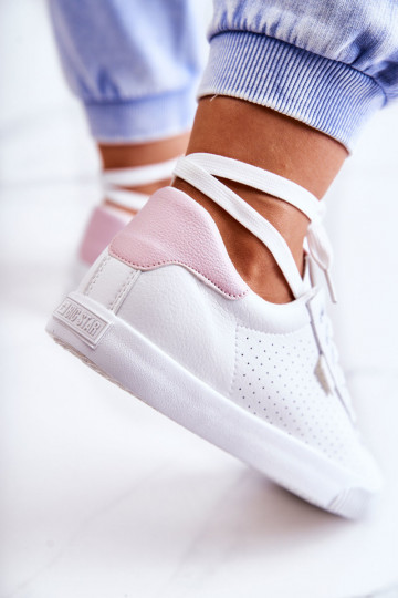 Stiilsed spordijalatsid naturaalsest nahast BIG STAR HH274073 Valget-Tumeroosad värvi 2