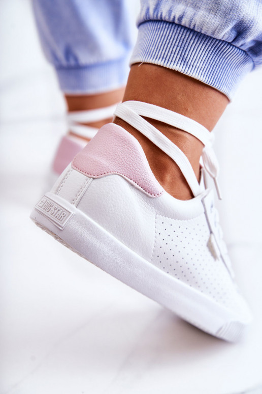 Stiilsed spordijalatsid naturaalsest nahast BIG STAR HH274073 Valget-Tumeroosad värvi Stiilsed spordijalatsid naturaalsest nahast BIG STAR HH274073 Valget-Tumeroosad värvi