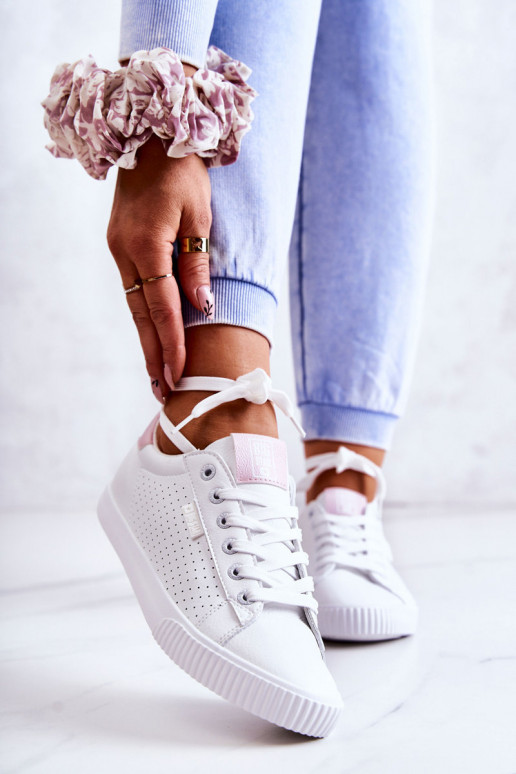 Stiilsed spordijalatsid naturaalsest nahast BIG STAR HH274073 Valget-Tumeroosad värvi Stiilsed spordijalatsid naturaalsest nahast BIG STAR HH274073 Valget-Tumeroosad värvi