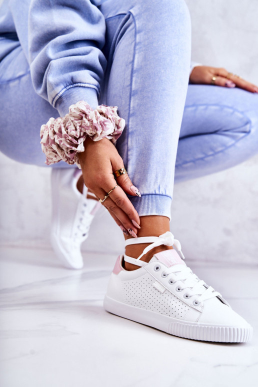 Stiilsed spordijalatsid naturaalsest nahast BIG STAR HH274073 Valget-Tumeroosad värvi Stiilsed spordijalatsid naturaalsest nahast BIG STAR HH274073 Valget-Tumeroosad värvi