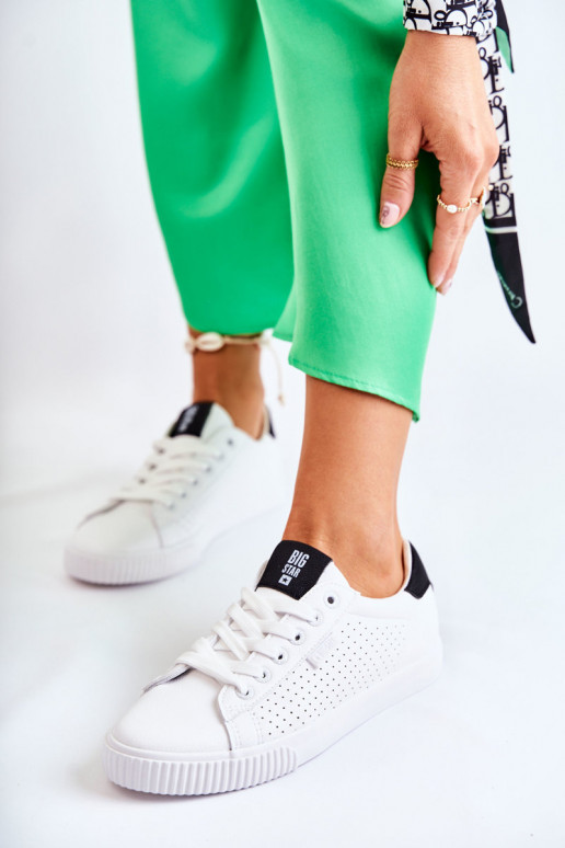 Stiilsed spordijalatsid naturaalsest nahast BIG STAR HH274071 Valget-mustad