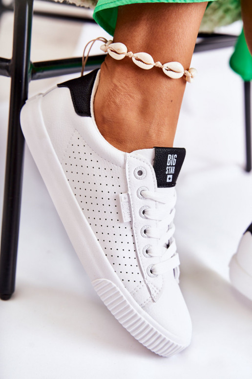 Stiilsed spordijalatsid naturaalsest nahast BIG STAR HH274071 Valget-mustad