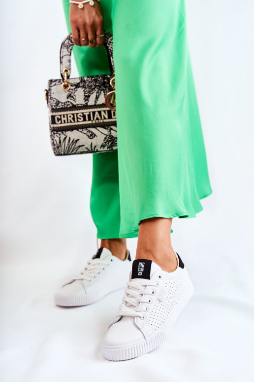 Stiilsed spordijalatsid naturaalsest nahast BIG STAR HH274071 Valget-mustad