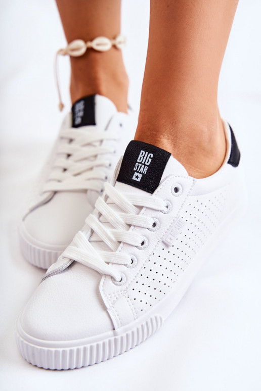 Stiilsed spordijalatsid naturaalsest nahast BIG STAR HH274071 Valget-mustad