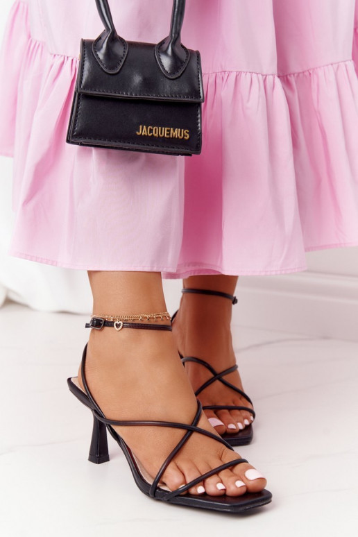 sandaalid kõrge jämeda kontsaga  S.Barski C420-11 mustad sandaalid kõrge jämeda kontsaga  S.Barski C420-11 mustad