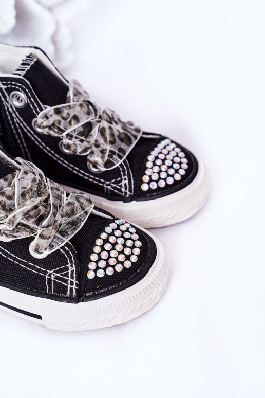 Laste vabaajajalatsid säravate kristallidega mustad Smile