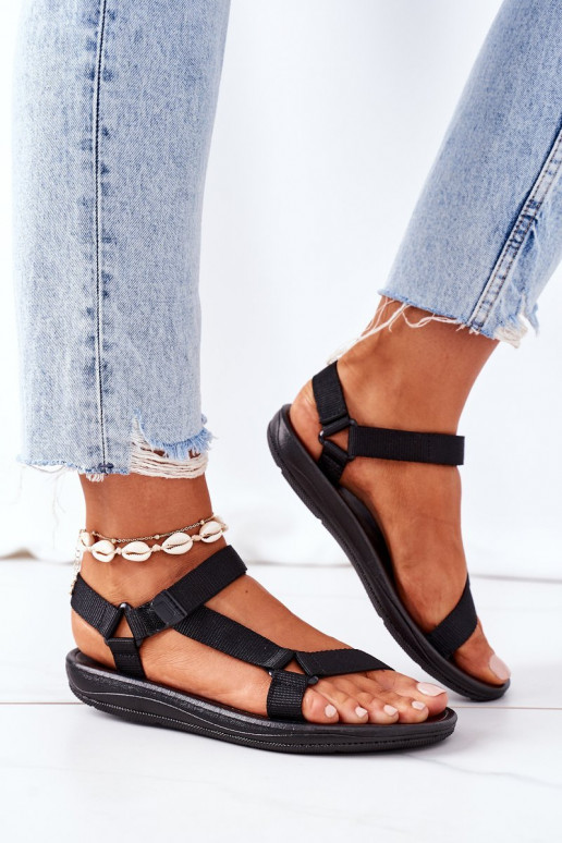 Naiselik Sportliku stiiliga sandaalid krõpsudega kinnitatav mustad Vilari