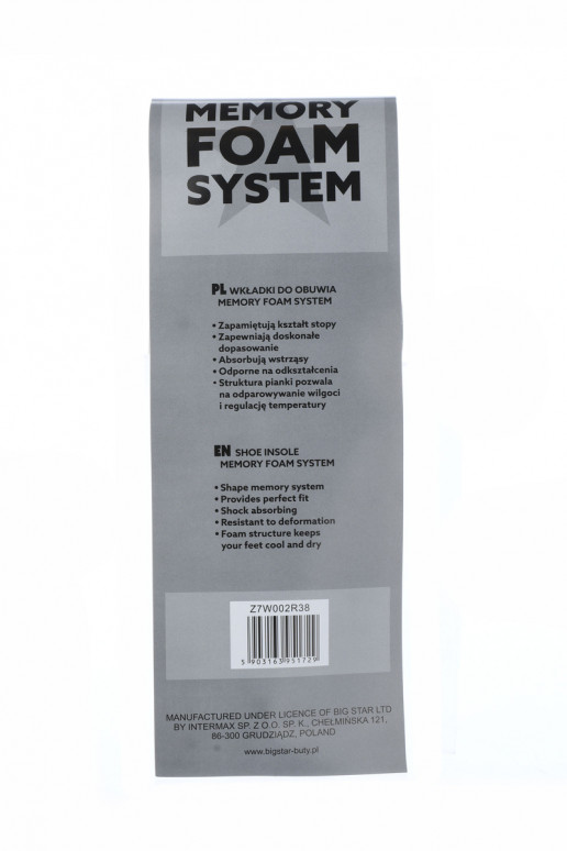 Jalatsite sisetallad BIG STAR Memory Foam System 2 paari