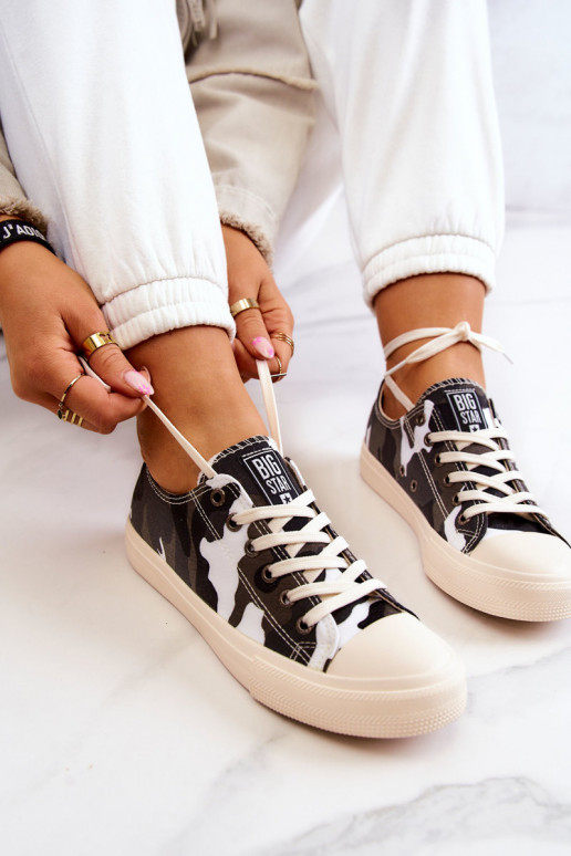 Riidest vabaaja jalanõud kamuflaaž BIG STAR JJ274237 Valget-Halli värvi Riidest vabaaja jalanõud kamuflaaž BIG STAR JJ274237 Valget-Halli värvi