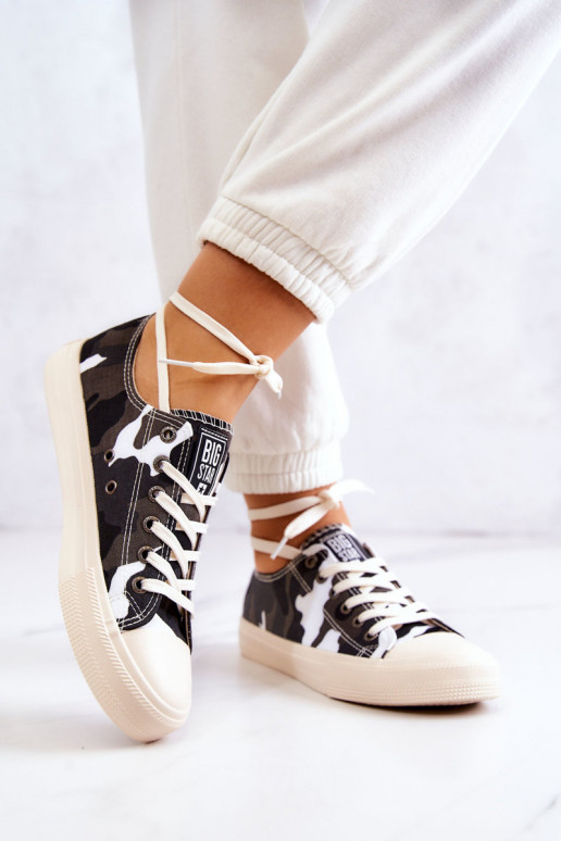 Riidest vabaaja jalanõud kamuflaaž BIG STAR JJ274237 Valget-Halli värvi Riidest vabaaja jalanõud kamuflaaž BIG STAR JJ274237 Valget-Halli värvi