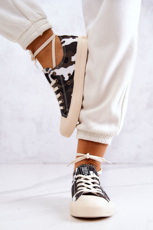 Riidest vabaaja jalanõud kamuflaaž BIG STAR JJ274237 Valget-Halli värvi Riidest vabaaja jalanõud kamuflaaž BIG STAR JJ274237 Valget-Halli värvi