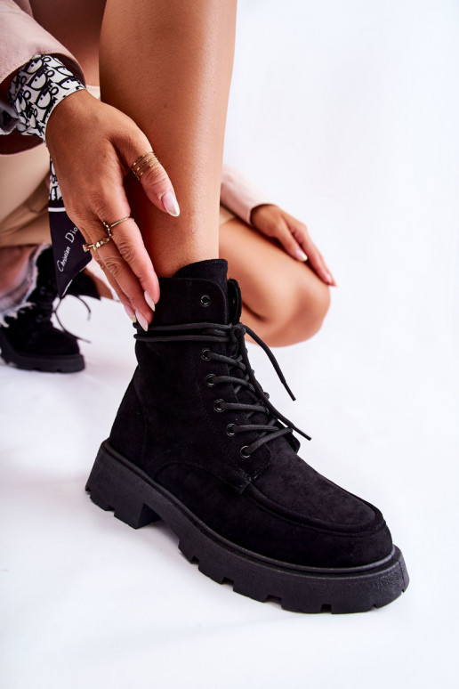 seemisnakhsed Naiste poolsaapad nööritavad mustad Vanita seemisnakhsed Naiste poolsaapad nööritavad mustad Vanita