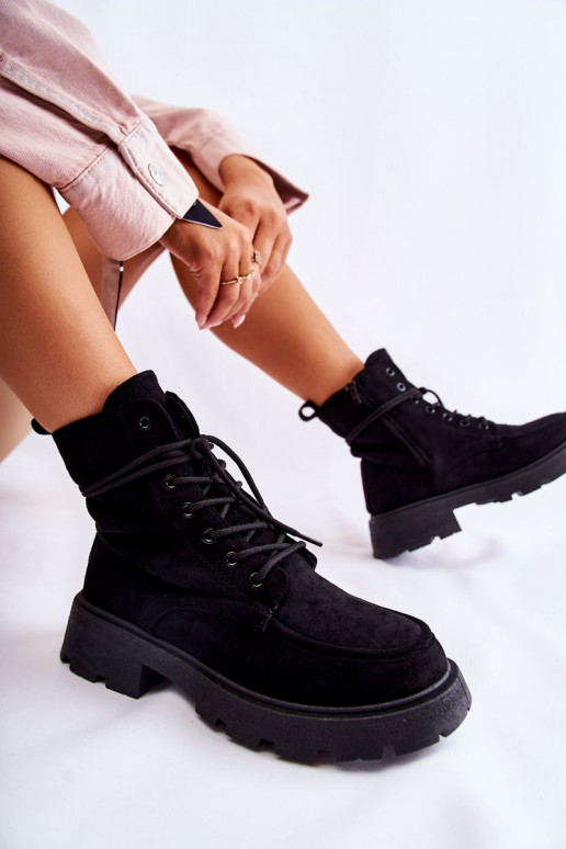 seemisnakhsed Naiste poolsaapad nööritavad mustad Vanita seemisnakhsed Naiste poolsaapad nööritavad mustad Vanita