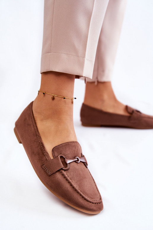 Seemisnahast mokassiinid kaunistustega pruunid värvi Santi Seemisnahast mokassiinid kaunistustega pruunid värvi Santi