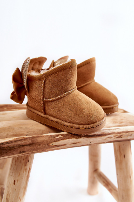 Laste voodriga nööpidega lumesaapad lipsukesega pruunid värvi Meriva Laste voodriga nööpidega lumesaapad lipsukesega pruunid värvi Meriva