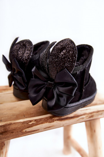 Laste voodriga nööpidega lumesaapad lipsukesega mustad Meriva 2