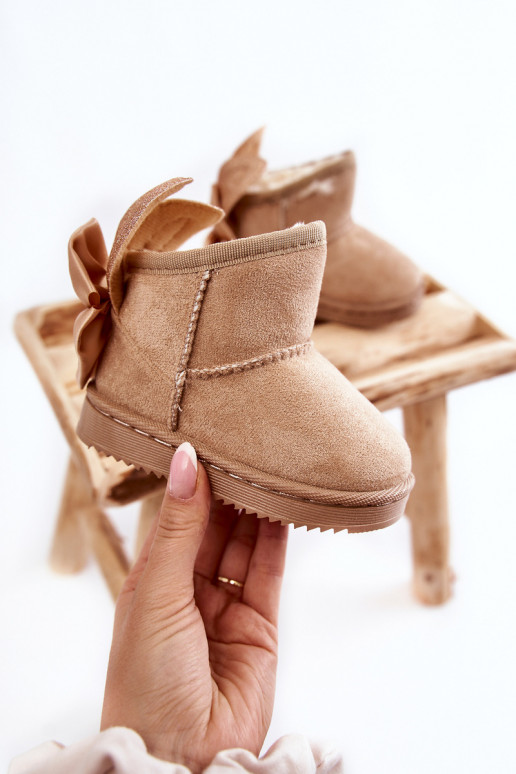 Laste voodriga nööpidega lumesaapad lipsukesega beeži värvi Meriva Laste voodriga nööpidega lumesaapad lipsukesega beeži värvi Meriva