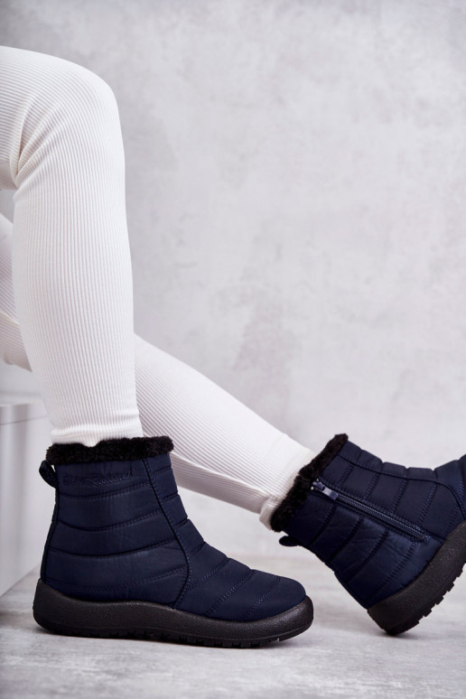 Pealiste omad voodriga nööpidega lumesaapad tumesinist värvi Mezyss