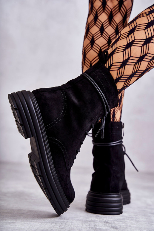 seemisnakhsed Naiste poolsaapad nööritavad mustad Afra seemisnakhsed Naiste poolsaapad nööritavad mustad Afra