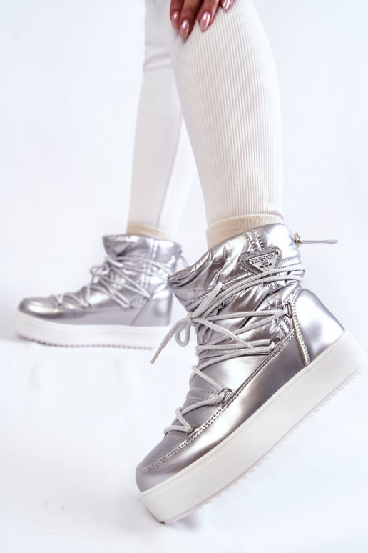 Moekad nööpidega lumesaapad nööritavad Hõbedat värvi Carrios Moekad nööpidega lumesaapad nööritavad Hõbedat värvi Carrios