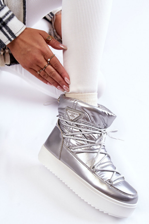 Moekad nööpidega lumesaapad nööritavad Hõbedat värvi Carrios Moekad nööpidega lumesaapad nööritavad Hõbedat värvi Carrios