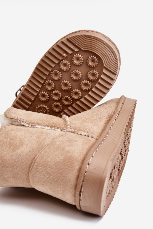 Laste jalanõud  voodriga Naiste poolsaapad nööpidega lumesaapad beeži värvi Catellie Laste jalanõud  voodriga Naiste poolsaapad nööpidega lumesaapad beeži värvi Catellie