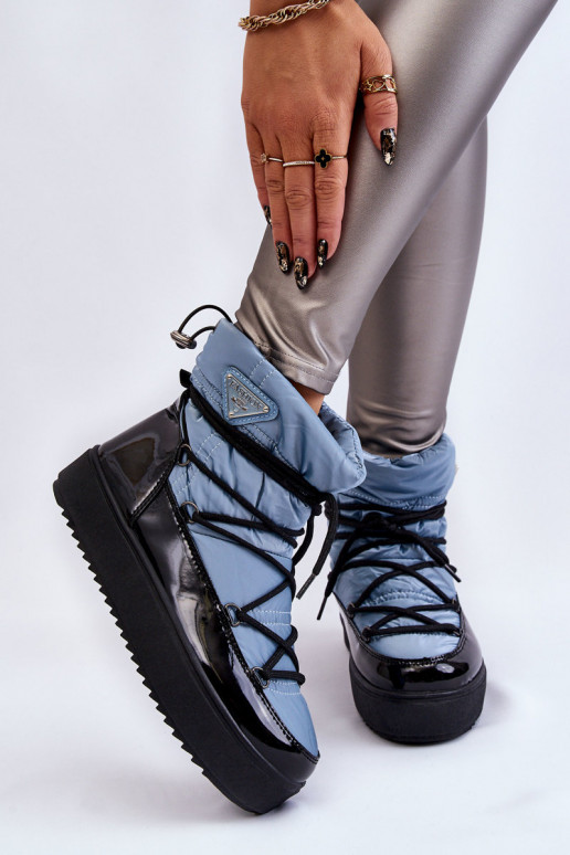 Moekad nööpidega lumesaapad nööritavad Sinist värvi Carrios