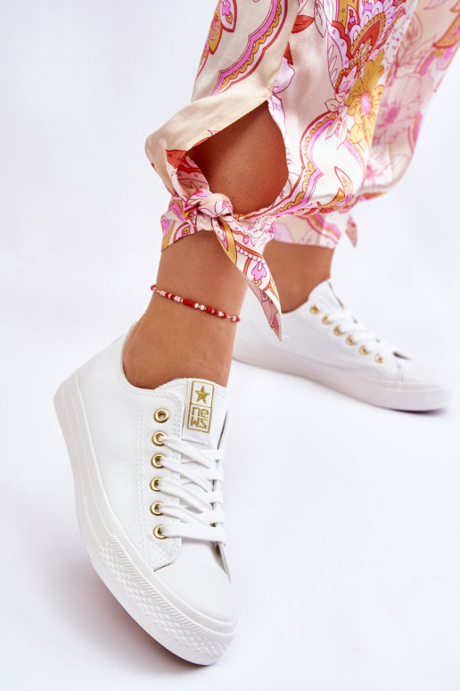 Klassikalise mudeli vabaaja jalanõud Valget-Kuldset värvi Ecoma