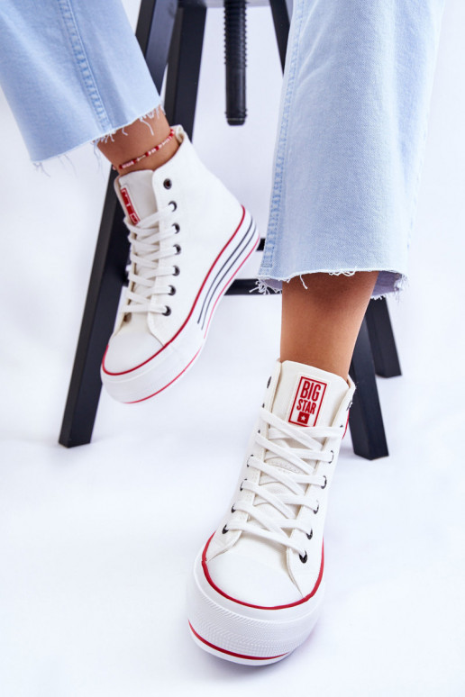 Riidest vabaaja jalanõud platvormiga Big Star LL274185 valget värvi