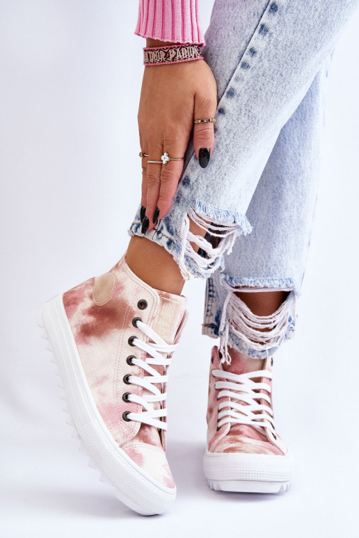 naiste saapad  Big Star LL274048 beeži värvi-Tumeroosad värvi naiste saapad  Big Star LL274048 beeži värvi-Tumeroosad värvi