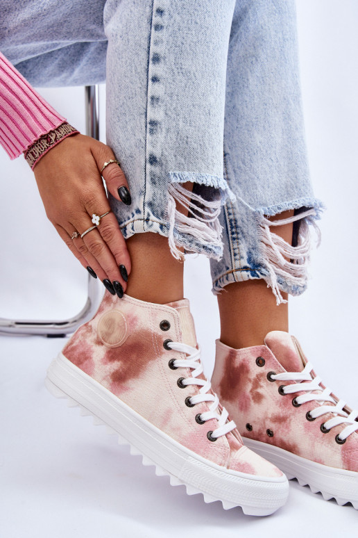 naiste saapad  Big Star LL274048 beeži värvi-Tumeroosad värvi naiste saapad  Big Star LL274048 beeži värvi-Tumeroosad värvi