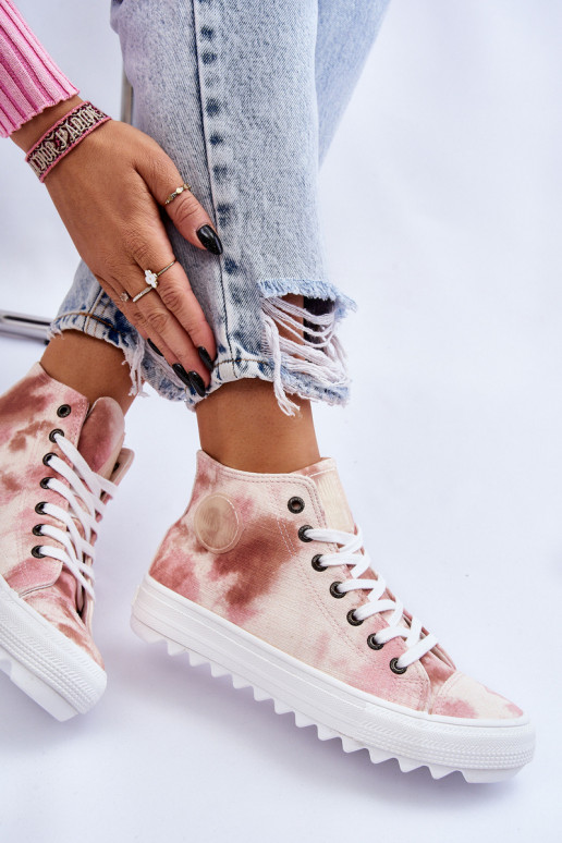 naiste saapad  Big Star LL274048 beeži värvi-Tumeroosad värvi naiste saapad  Big Star LL274048 beeži värvi-Tumeroosad värvi